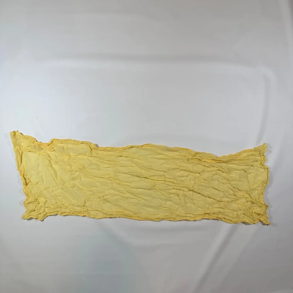 VTG Yellow Crinkle‎ Gauze Scarf Lightweight Boho Cottagecore Fairy Sun Wrap